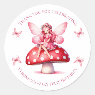 Feen-Dankeschön Für die Feier zum Rosa Geburtstag Runder Aufkleber