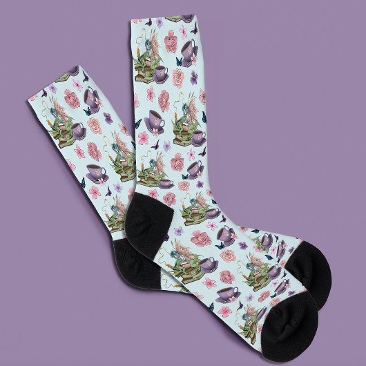 Feen-Drachen-Bücher-Tee-Freundschaft Socken