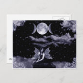 Feen, Drachen und Mond Postkarte (Vorne/Hinten)