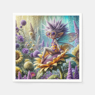Feen-Elfe auf einer Sonnenblume Serviette