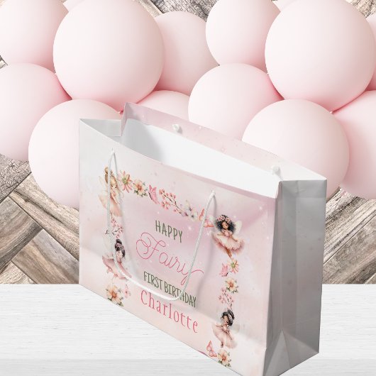 Feen-Erstes-Rosa-Glitzer-Geschenktüte Große Geschenktüte