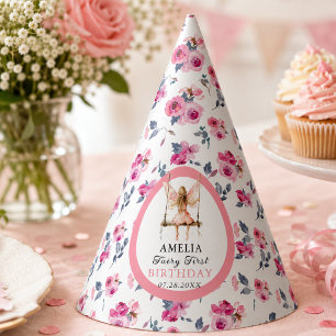 Feen-Erstes-Wasserfarben-Blumen-Mädchen 1. Geburts Partyhütchen