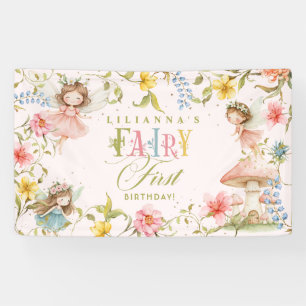 Feen-Erstgeburtstag Bunte Verzauberte Garten Banner