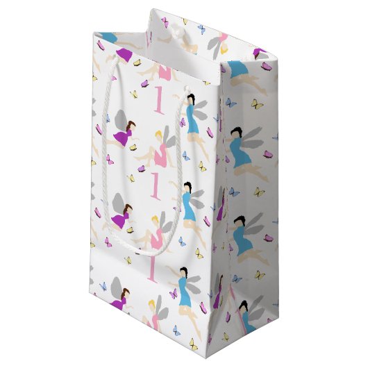 Feen-Erstgeburtstag Kleine Geschenktüte (Vorderseite Schrägansicht)