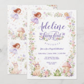Feen Garten Erster Geburtstagseinladung Einladung (Vorne/Hinten)