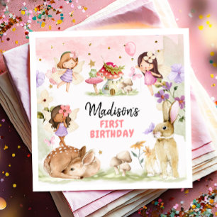 Feen-Geburtstag 1. Verzauberter Wald Mädchen Flora Serviette