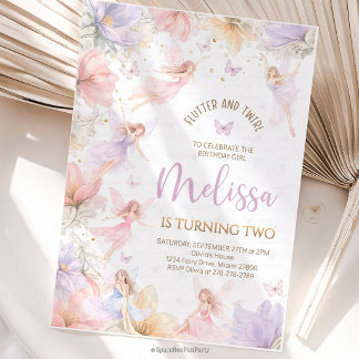 Feen-Geburtstag Wildblumen Schmetterlinge Einladung
