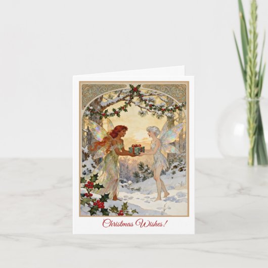 Feen-Geschenkaustausch-Weihnachtskarte Feiertagskarte (Vorderseite)