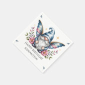 Feen-Gnom und Rose mit individuellem Text Serviette (Ecke)
