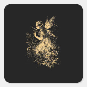 Feen-Grunge-Goblincore-Cottagecore-Feen-Laune Quadratischer Aufkleber