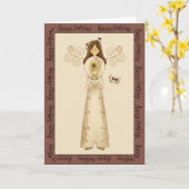 Feen im Garten-Geburtstags-Gruß Karte (Gelbe Blume)