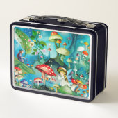 Feen im Wald der umstrittenen bunten Pilze Metall Brotdose (Rückseite)