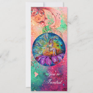 FEEN IN DER NACHT, rosa grün blau rote Funken Einladung