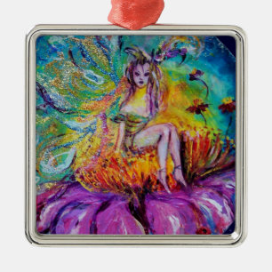 FEEN IN DER NACHT  VIBRANTER BLauer Saphir-Edelste Ornament Aus Metall