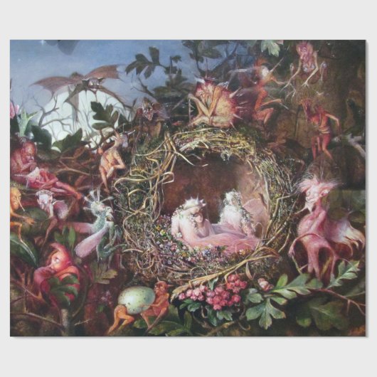 Feen in einem Vogelnest, John Anster Fitzgerald Geschenkpapier (Flach)