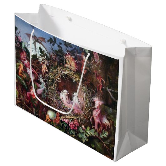 Feen in einem Vogelnest, John Anster Fitzgerald Große Geschenktüte (Vorderseite Schrägansicht)