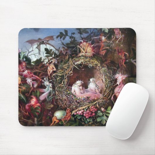 Feen in einem Vogelnest, John Anster Fitzgerald Mousepad (Mit Mouse)
