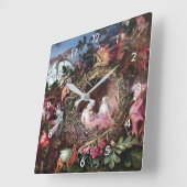Feen in einem Vogelnest, John Anster Fitzgerald Quadratische Wanduhr (Winkel)