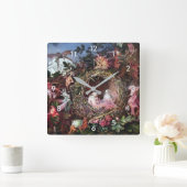 Feen in einem Vogelnest, John Anster Fitzgerald Quadratische Wanduhr (Zuhause)