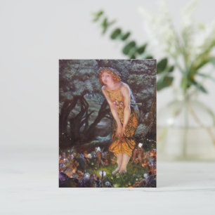 Feen in einer Mittsommernacht im Mädchen-Traum Postkarte