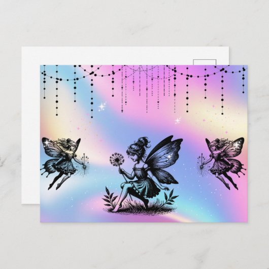 Feen in magischer holografischer Fantasie Postkarte (Vorne/Hinten)