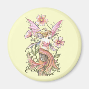 Feen-Kunst mit rosa Blume Magnet