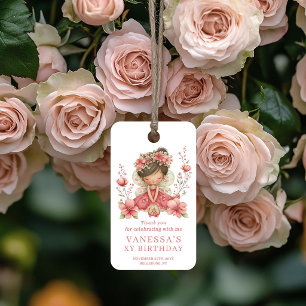 Feen-Mädchen 1. Geburtstag Magischer Rosa Blumen-D Geschenkanhänger