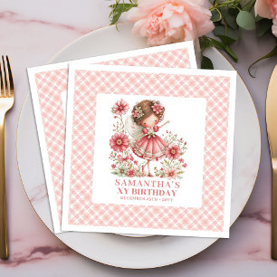 Feen-Mädchen 1. Geburtstag Magisches Rosa Blumenna Serviette