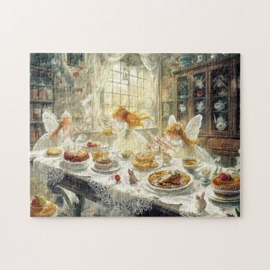 Feen-Magie-Teeparty Frühling Küche Backzeit Puzzle (Horizontal)