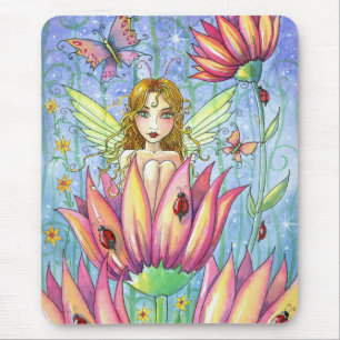 Feen-Mauspad mit rosa Blume von Molly Harrison Mousepad