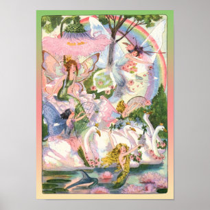 Feen, Meerjungfrauen und Schwäne drucken Poster