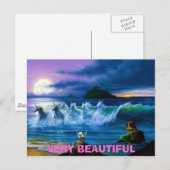 Feen-Mermaids-and-Einicorns, SEHR SCHÖN Postkarte (Vorne/Hinten)