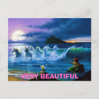 Feen-Mermaids-and-Einicorns, SEHR SCHÖN Postkarte