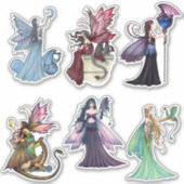 Feen mit Dragons Stickers von Molly Harrison Aufkleber (Vorderseite)