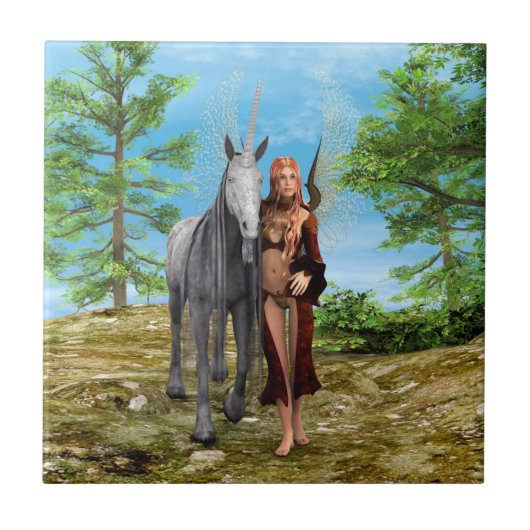Feen mit Einhorn Fliese (Vorderseite)