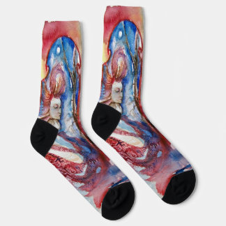 FEEN MORGANA Arthurianische Legenden Rosa Blau Fan Socken