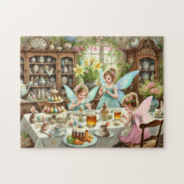 Feen-Osterküche Whimsical Tea Party Szene Puzzle