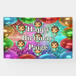 Feen personalisiertes Charakter-Geburtstagsbanner Banner
