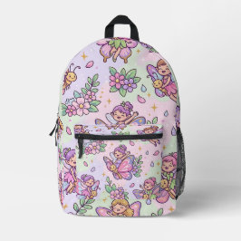 Feen-Schmetterling-Rucksack – Pastell-Gartenmuster Bedruckter Rucksack