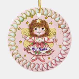 Feen-Schmuck Mädchen mit Rose Keramik Ornament