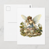 Feen-Teeparty Vintage Postkarte (Vorne/Hinten)