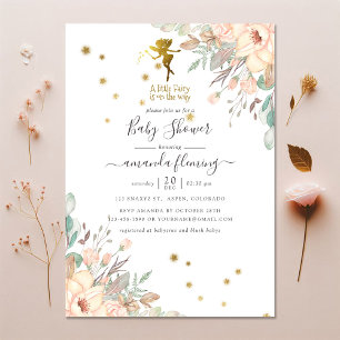 Feen-Themen-Mädchen-Baby-Party in Rosa und Gold Einladung