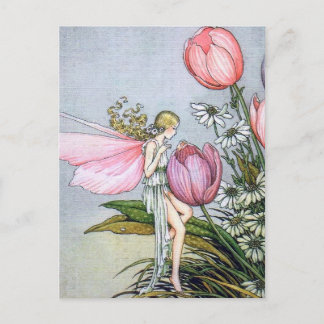 Feen-Tulpen Vintage-Illustration Postkarte