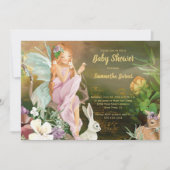 Feen und Baby Animals Woodland Babydusche Einladung (Vorderseite)