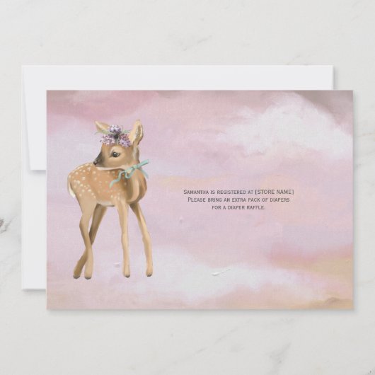 Feen und Baby Animals Woodland Babydusche Einladung (Rückseite)