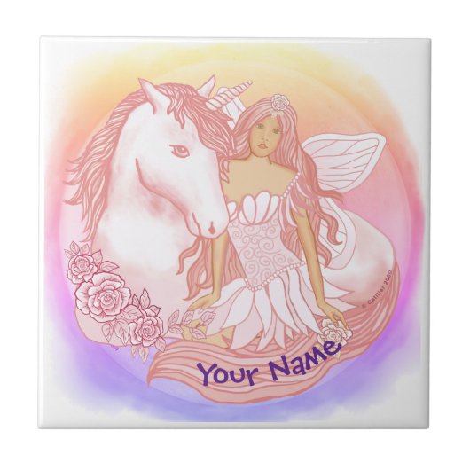 Feen und Einhorn Fliese (Vorderseite)