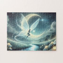 Feen- und mondverzauberte Nachtlandschaft Puzzle
