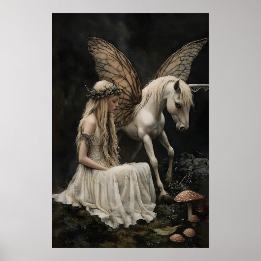 Feen- und Pegasus-Kunstposter, Dark Academia Poster (Vorne)