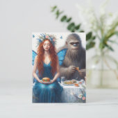 Feen- und Sasquatch-Picknick Postkarte (Stehend Vorderseite)