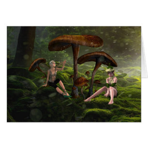 Feen unter Pilzen im Wald, Fantasy-Karte